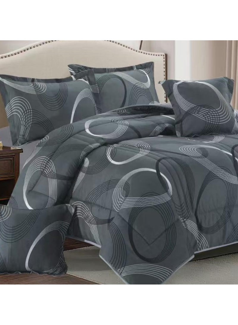 بلو سكاي طقم لحاف نفرين نظام وجهين مفرش مكون من ٦ قطع , لحاف بحشوة ٦ قطع , مايكروفايبر100% لحاف مقاس 260 في 240 سم - Image 2